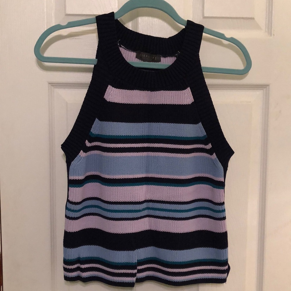 High neck striped sweater tank Sz M